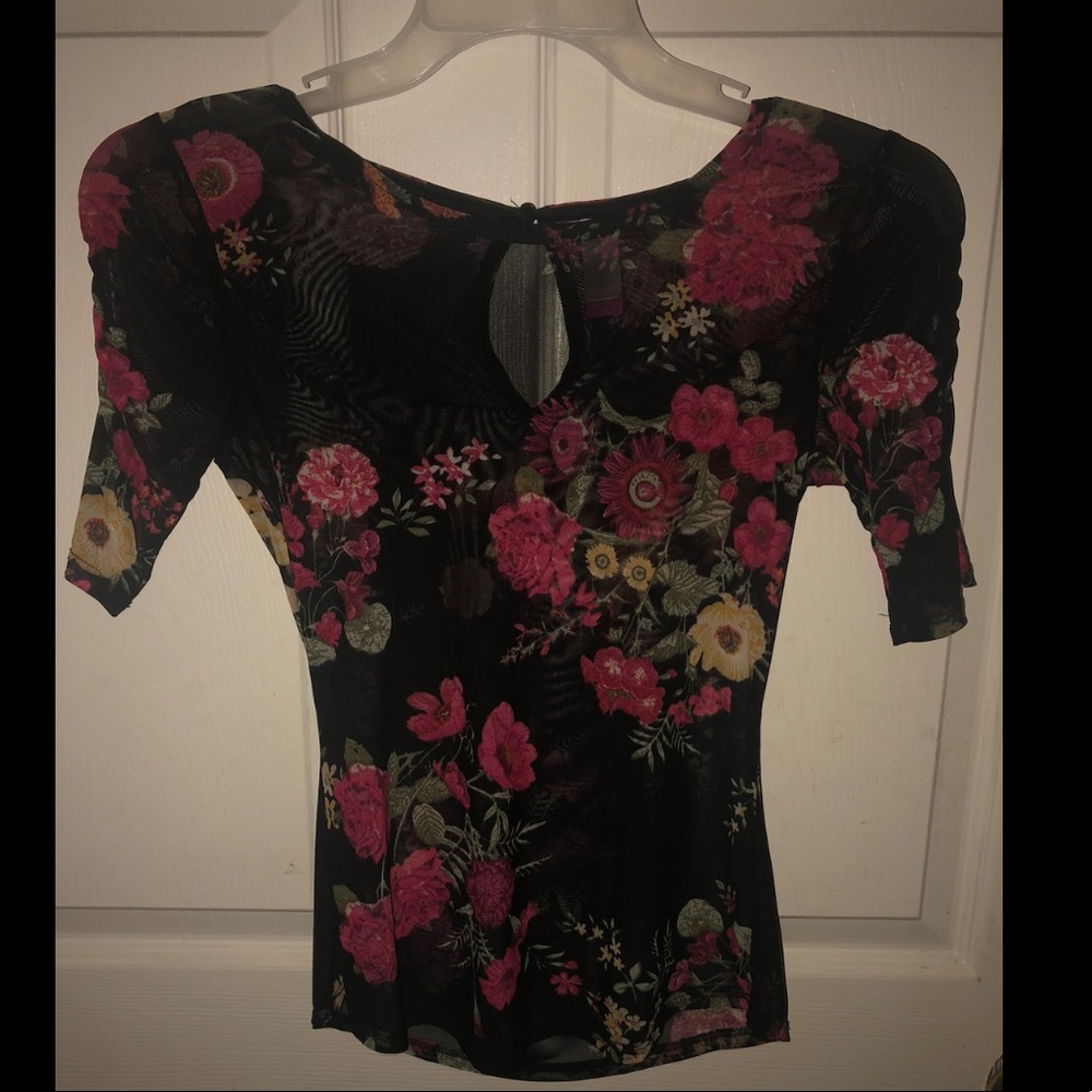 XS Black floral blouse